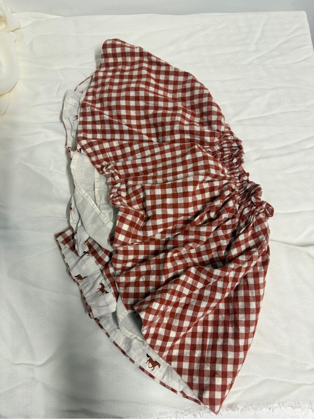 Pink Chicken Theodore Rust and White Gingham Smocked Waist Skirt - Picture 4 of 6